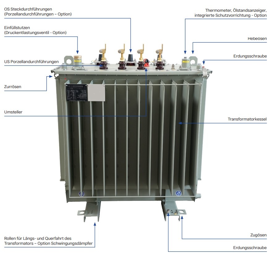 Details für ölgefüllte Mittelspannungstransformatoren